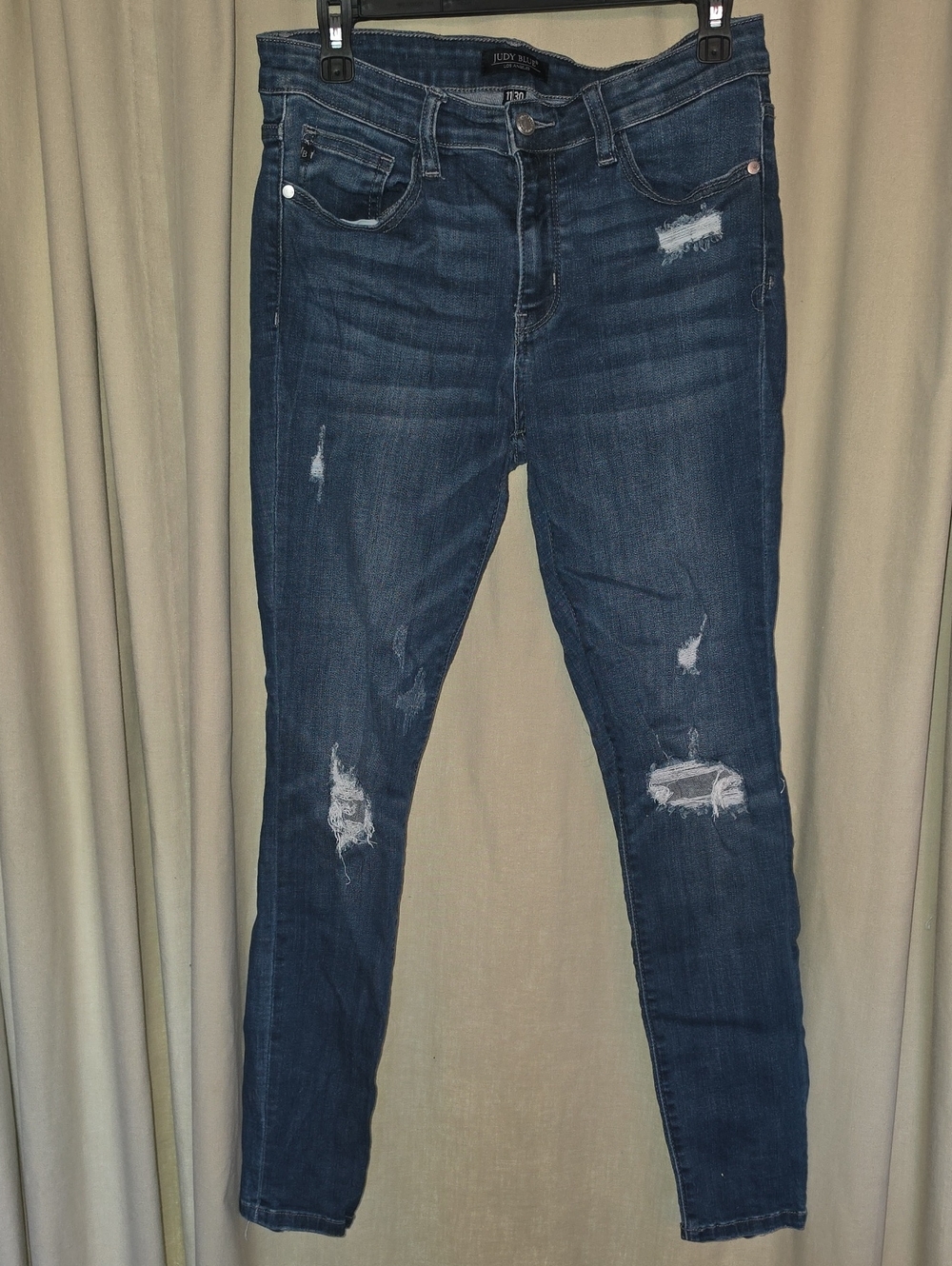 Women’s Dark Blue Distressed Skinny Jeans - Stretch Fit